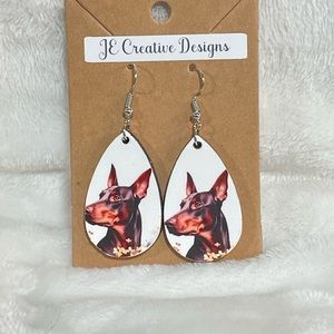 Doberman (Red, Cropped) Earrings